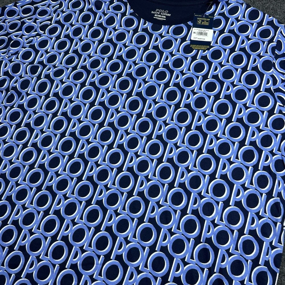 Polo Ralph Lauren T Shirt Men's 3XLT POLO Spell Out All Over Print Crew Neck NWT